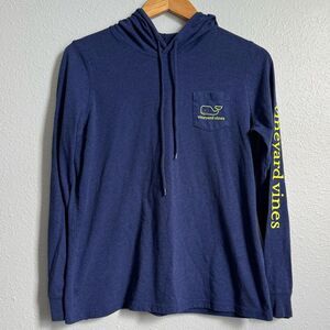Vineyard Vines blue long sleeves lightweight hoodie, whale